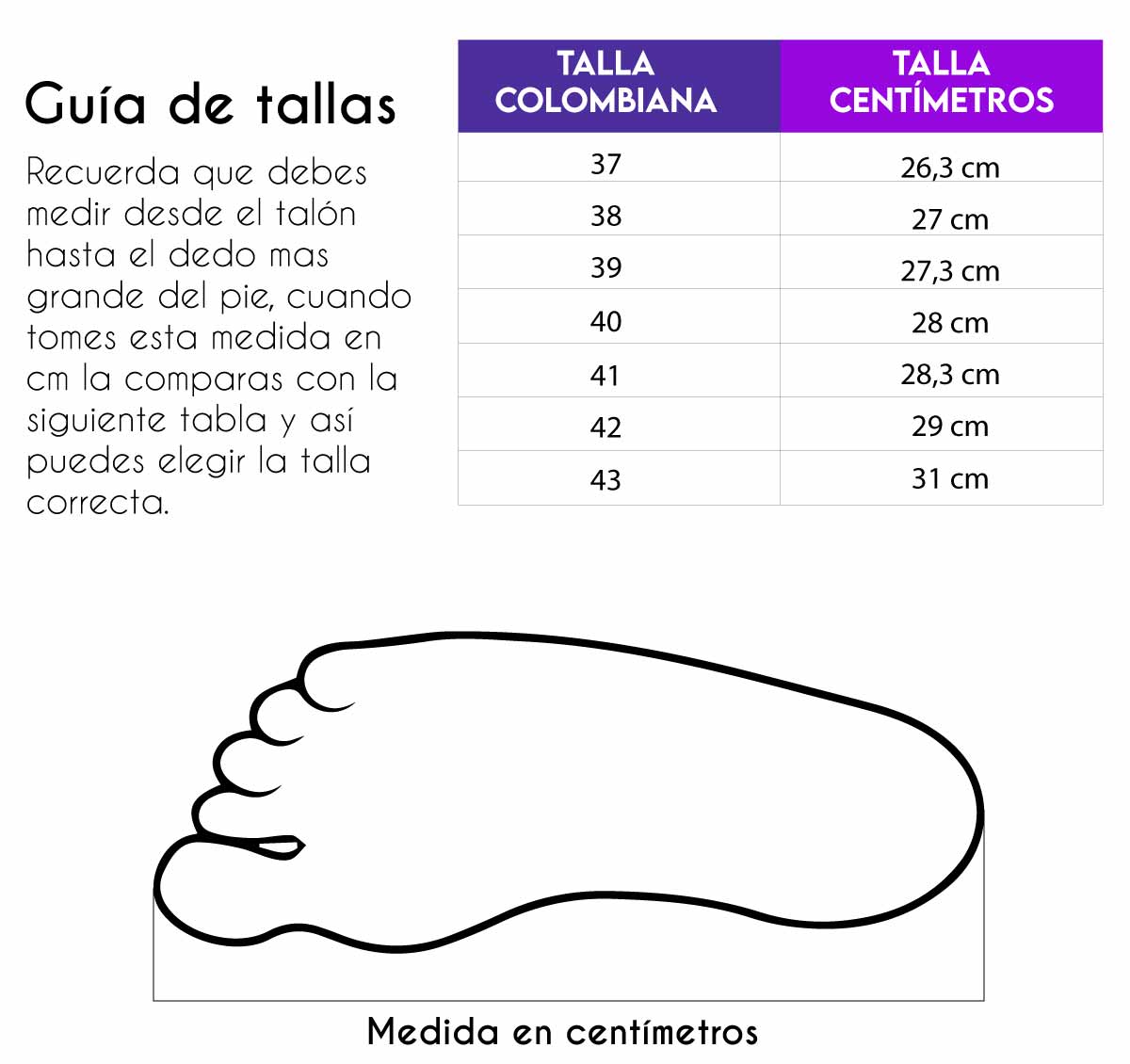 Guía de tallas